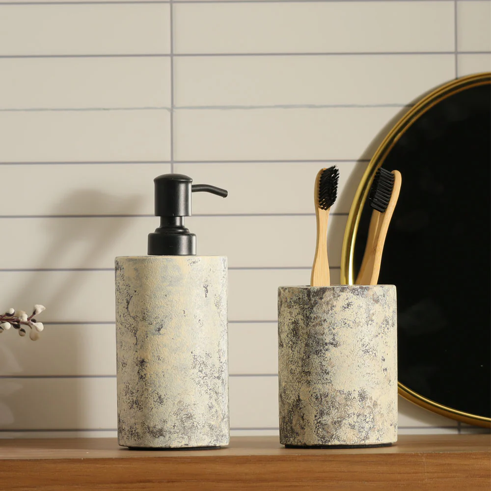 Textured 2-piece Bathroom Set - Grey Sand - Image 2
