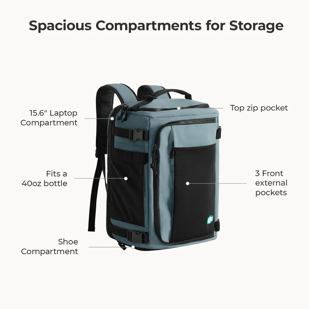 Carry-On Mesh Expandable Backpack 38L - Arona Blue - Image 3