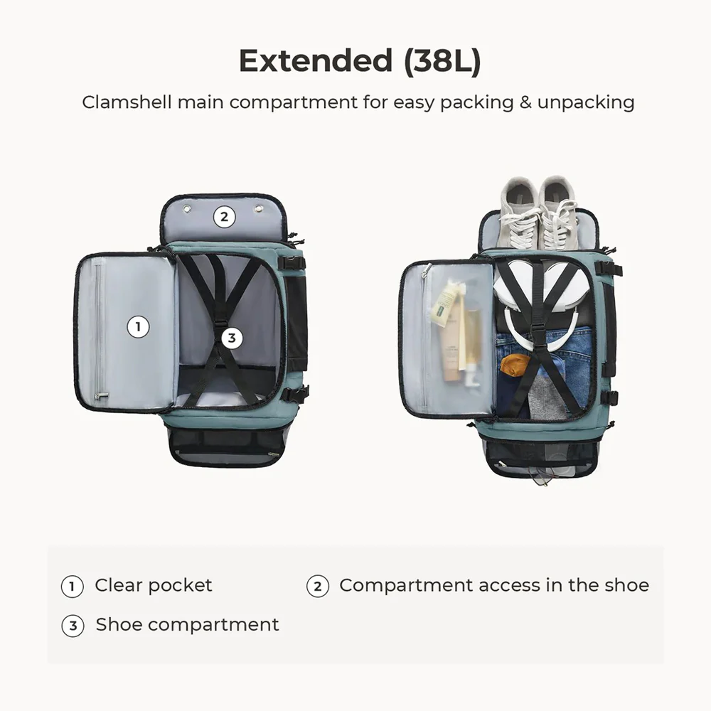Carry-On Mesh Expandable Backpack 38L - Arona Blue - Image 4