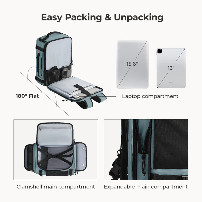 Carry-On Mesh Expandable Backpack 38L - Arona Blue - Image 5