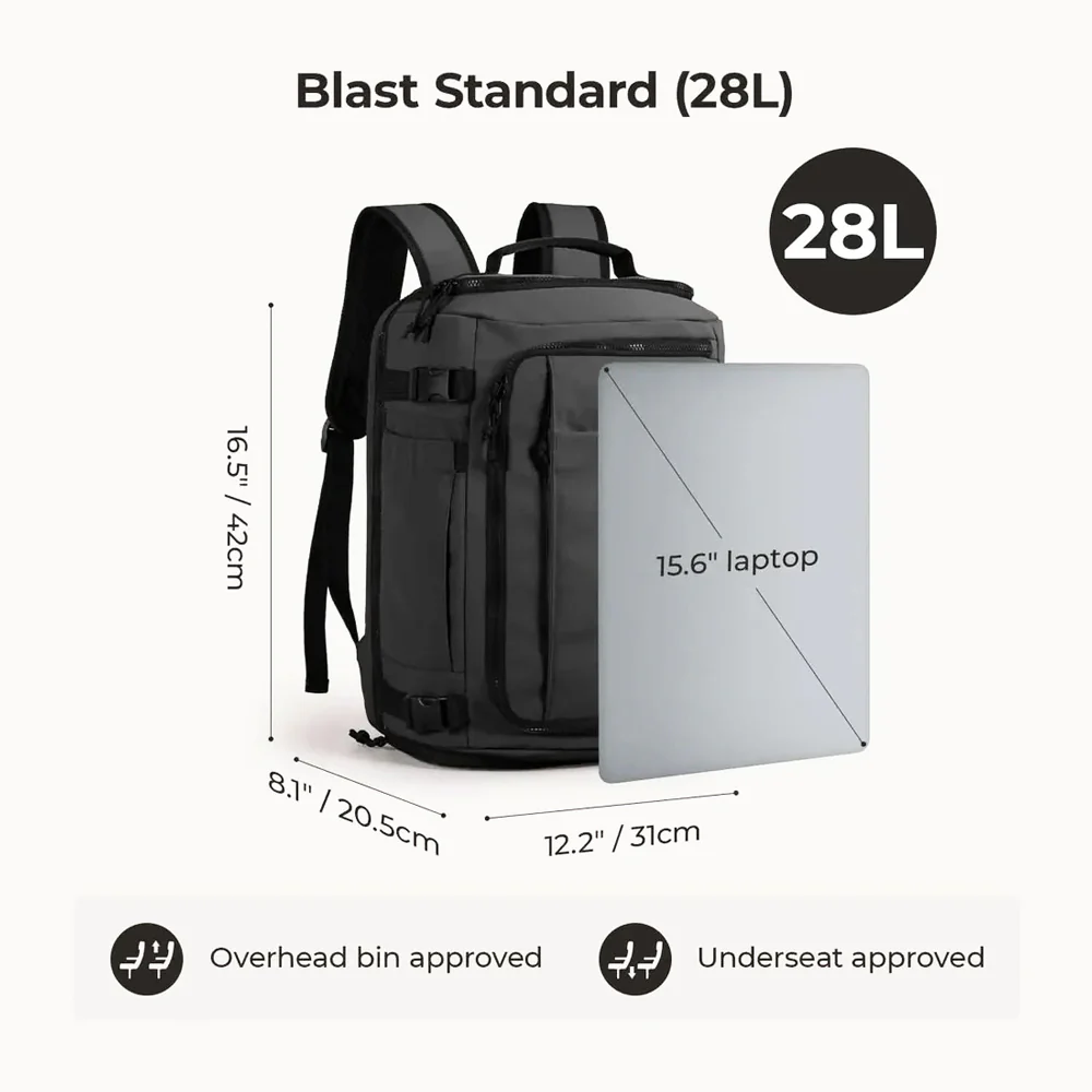 Carry-On Travel Backpack 28L - Black - Image 9