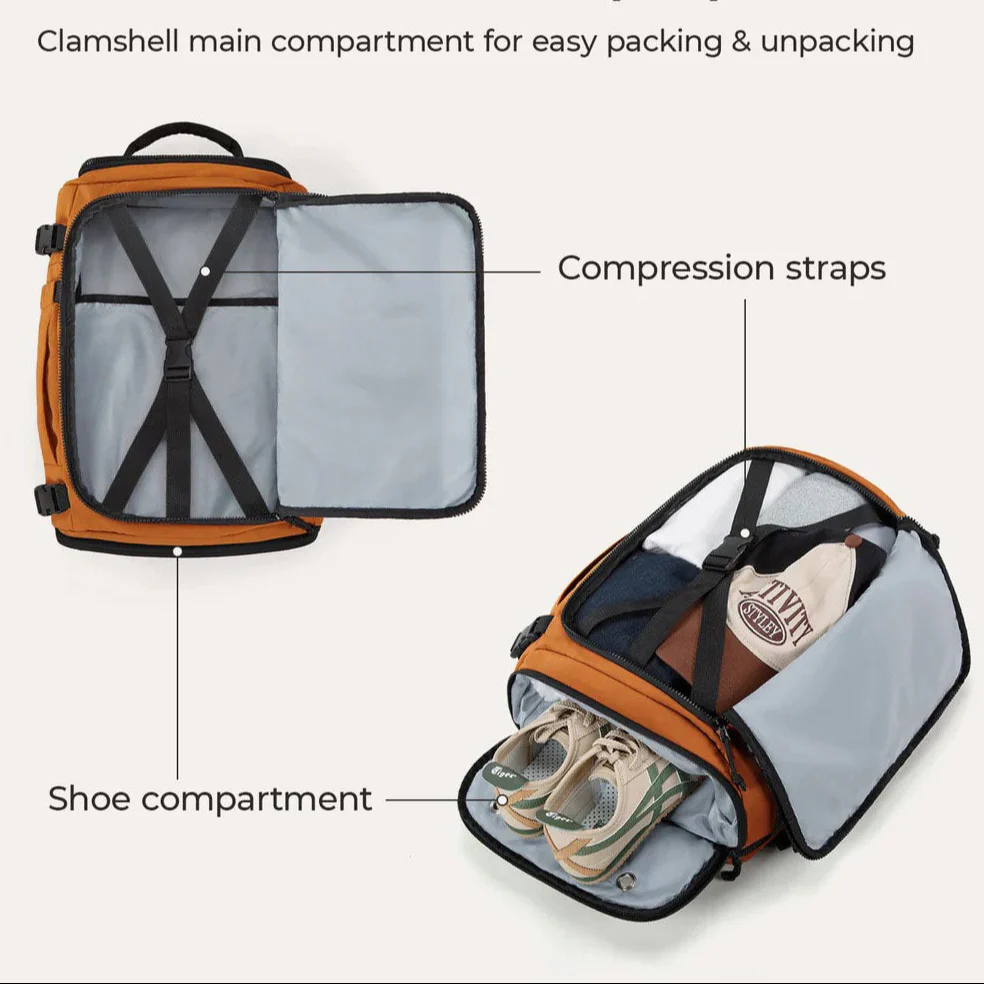 Carry-On Travel Backpack 28L - Orange - Image 8