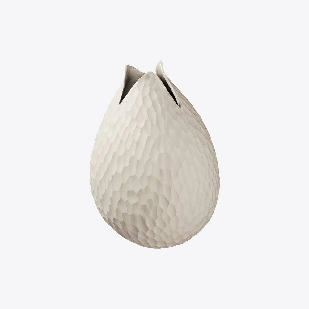 Carve Leaf Vase Tall - Cream - Image 3
