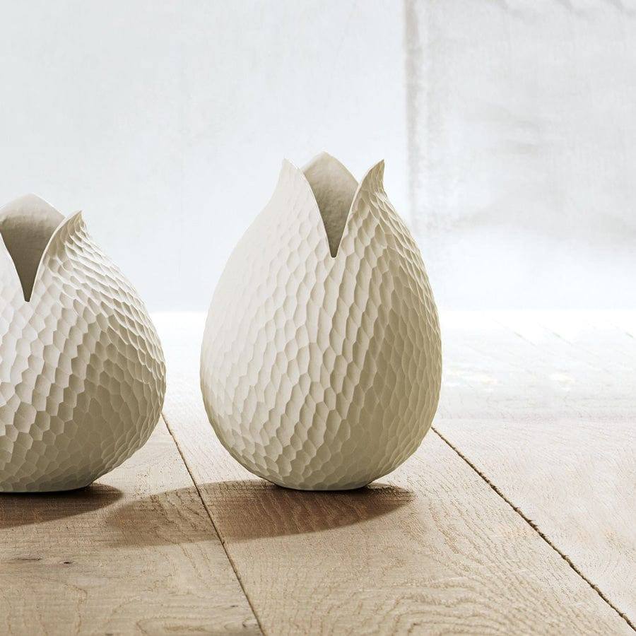 Carve Leaf Vase Tall - Cream - Image 8