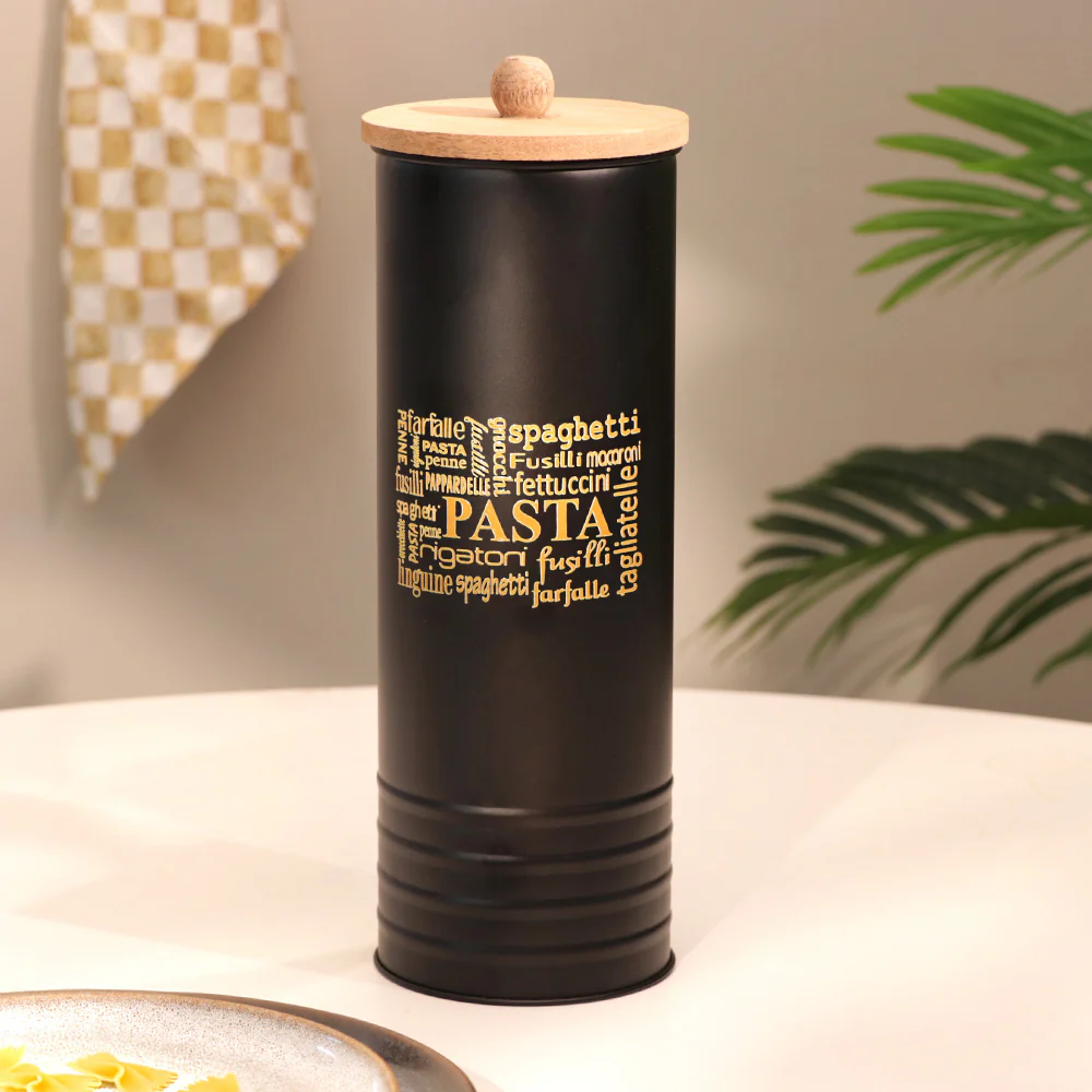 Casa Metal Pasta Storage Jar - Black
