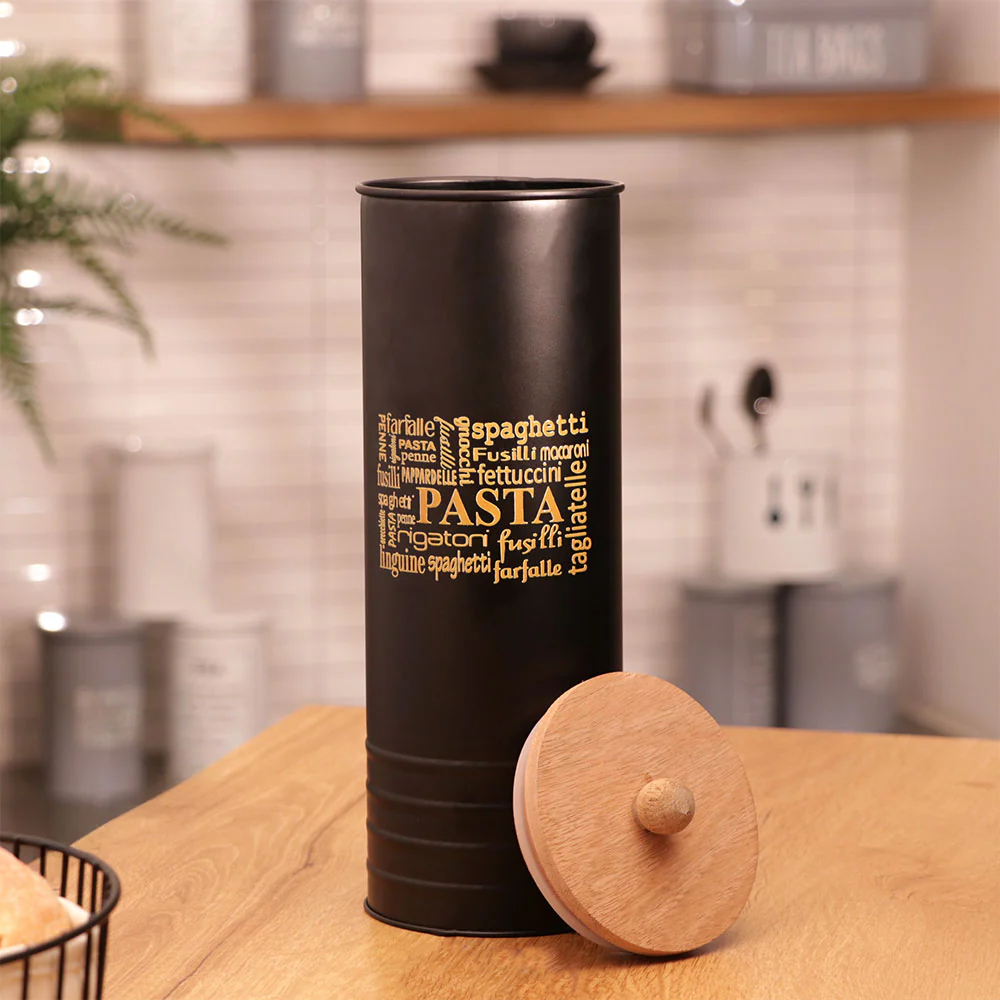 Casa Metal Pasta Storage Jar - Black - Image 2