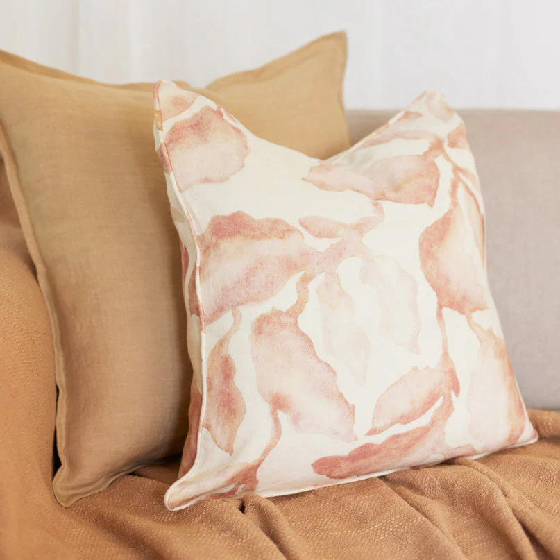 Cascade Linen Cushion Cover 45x45cm - Blush