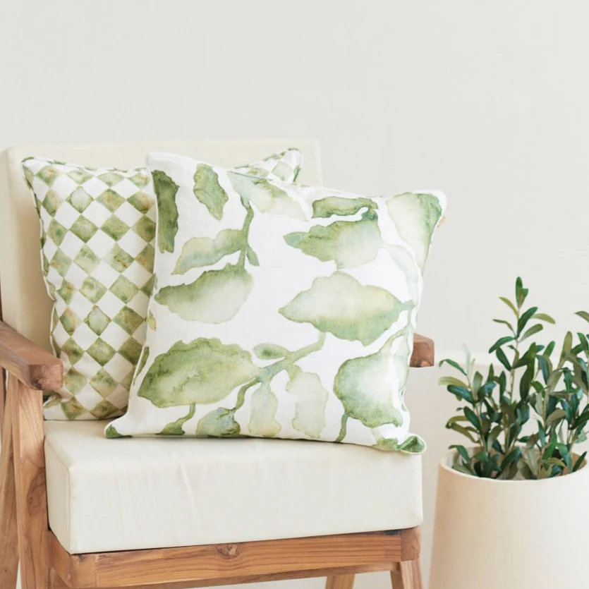 Cascade Linen Cushion Cover 45x45cm - Green - Image 4