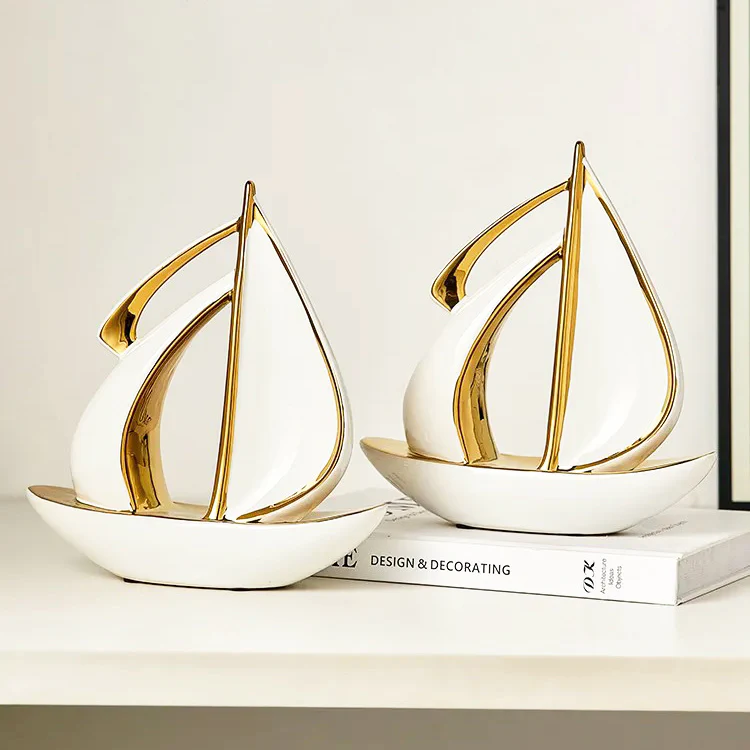 Catamaran Decorative Sculpture Medium - White Gold - Image 10