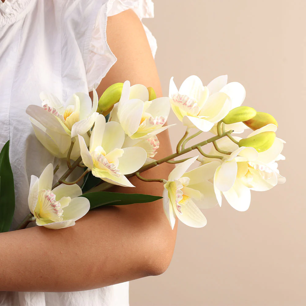 Cattleya Orchid Faux Stem- Buttercream - Image 4