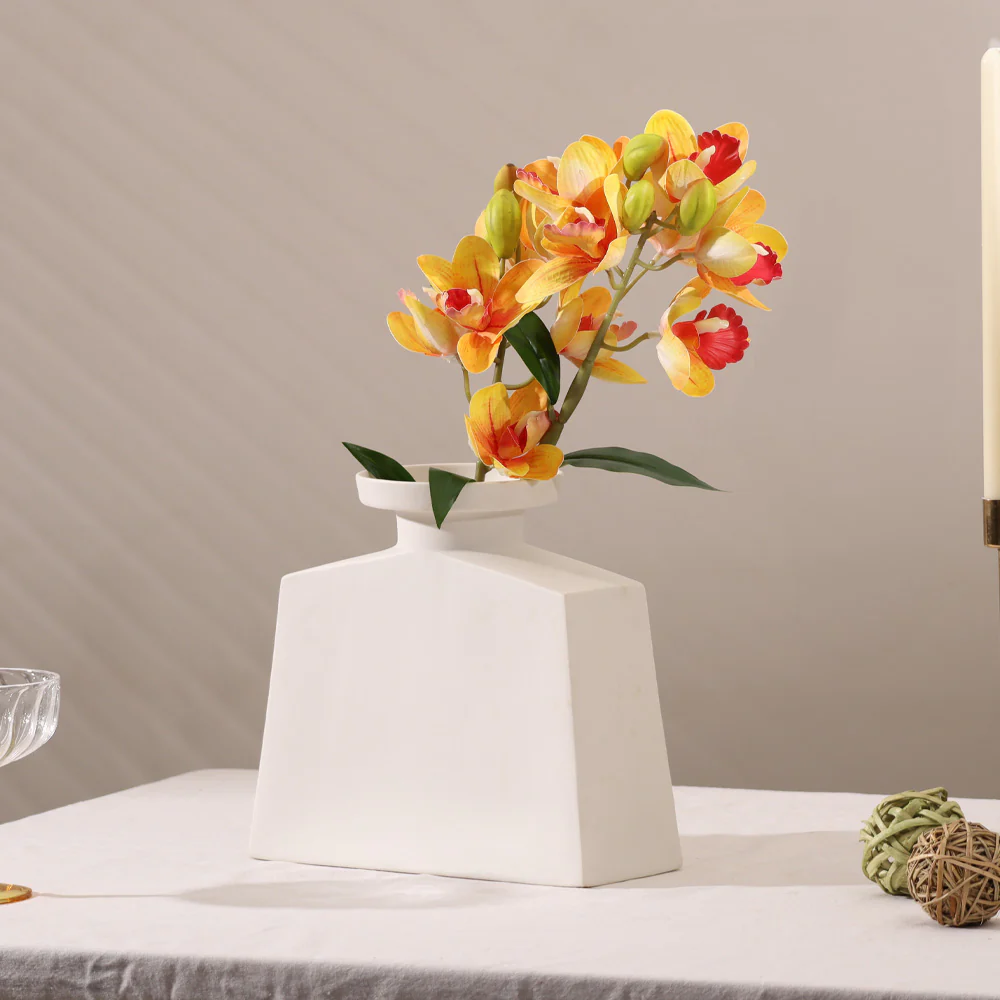 Cattleya Orchid Faux Stem - Sunset Orange - Image 3