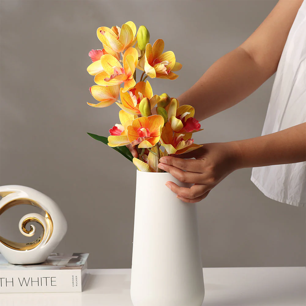 Cattleya Orchid Faux Stem - Sunset Orange - Image 5
