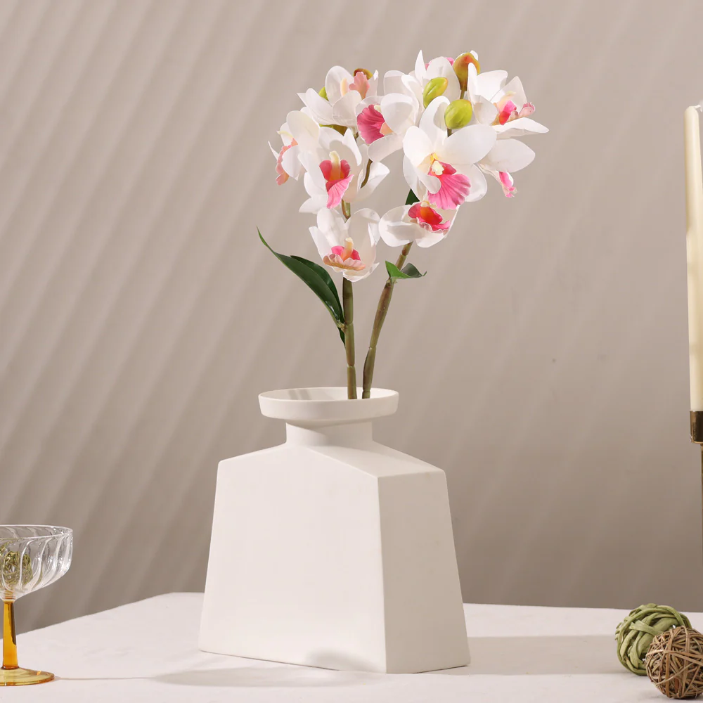Cattleya Orchid Faux Stem - White Pink - Image 3
