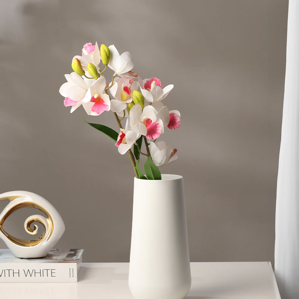 Cattleya Orchid Faux Stem - White Pink - Image 4