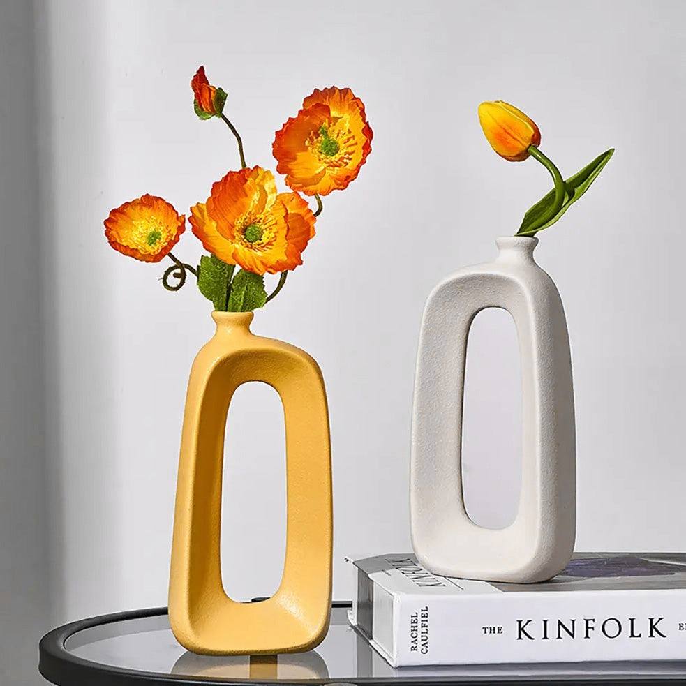 Ceramic Hollow Vase Tall - White - Image 5