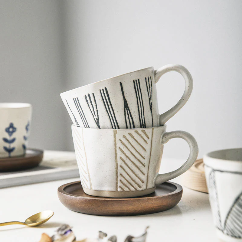 Ceramic Large Cup - Beige Lines - Image 7