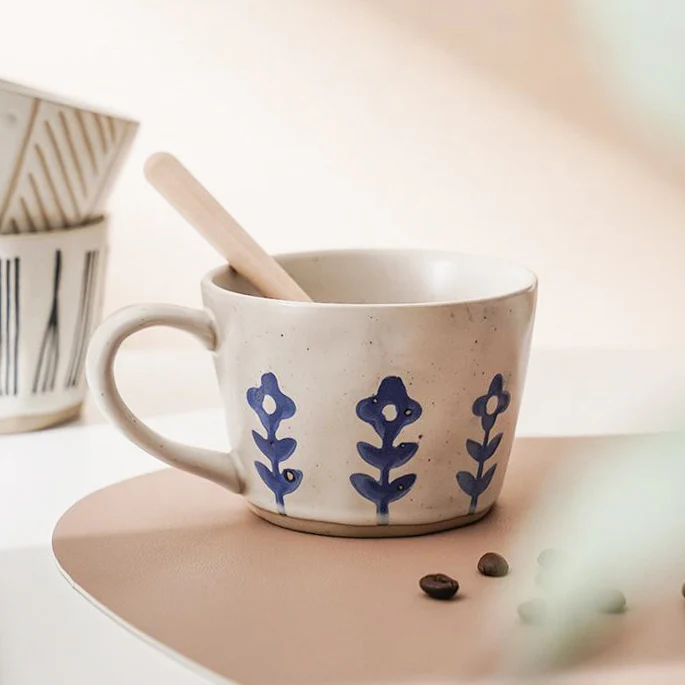 Ceramic Large Cup - Blue Flowers - Image 11