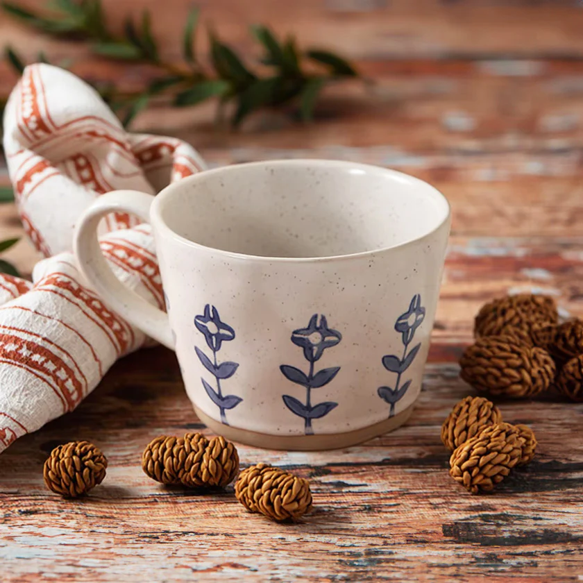 Ceramic Large Cup - Blue Flowers - Image 2