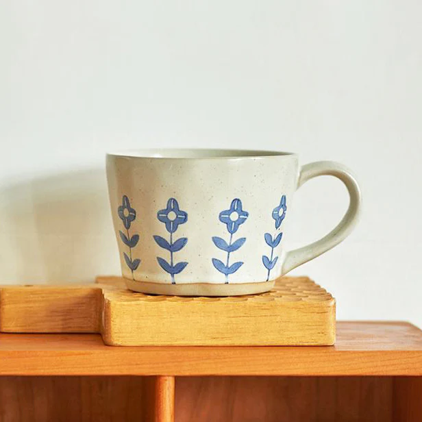 Ceramic Large Cup - Blue Flowers - Image 7