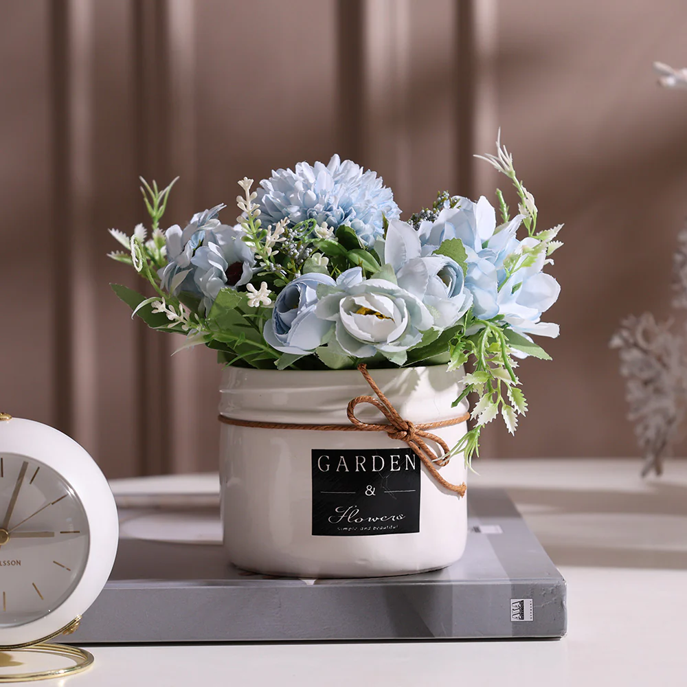 Ceramic Potted Planter Small - Hydrangea
