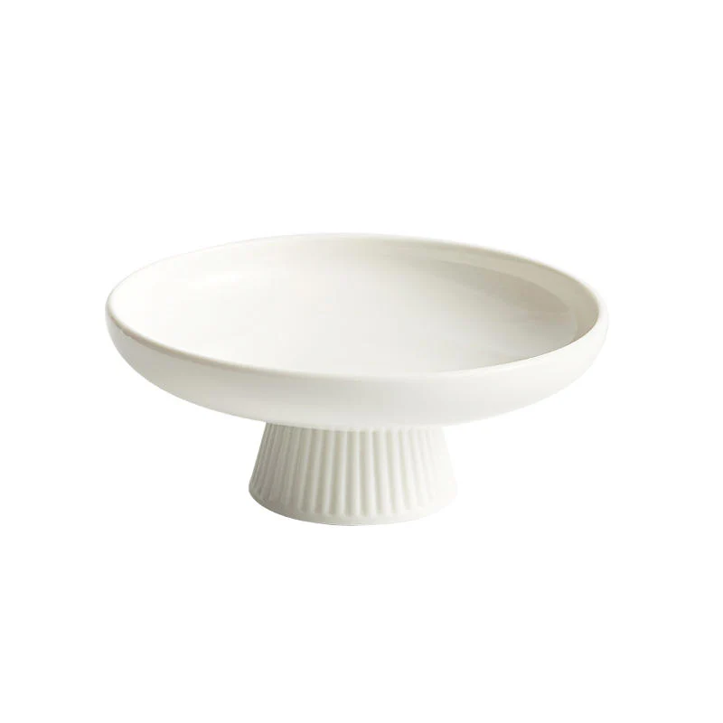 Ceramic Ribbed Elevated Plate Small - White - Image 3