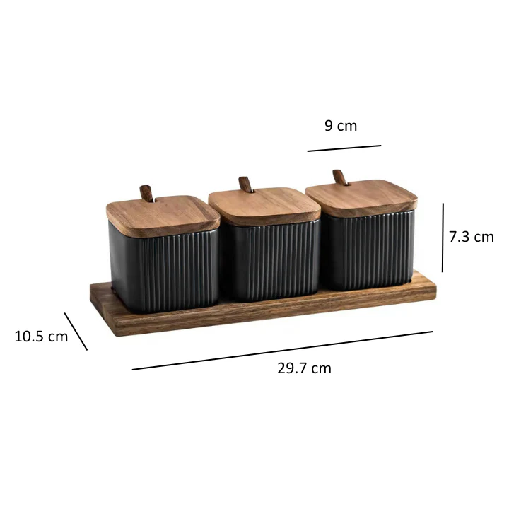 Ceramic Trio Condiment Set - Black - Image 6