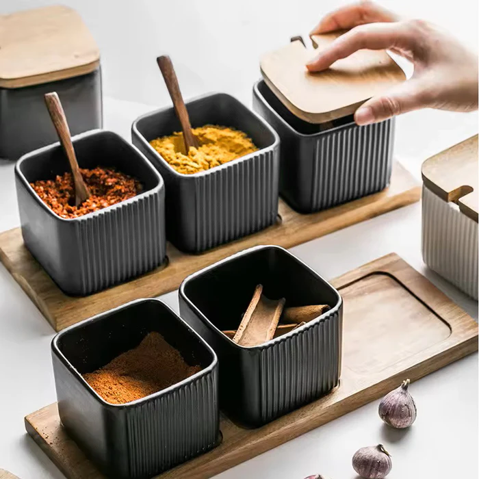 Ceramic Trio Condiment Set - Black - Image 7