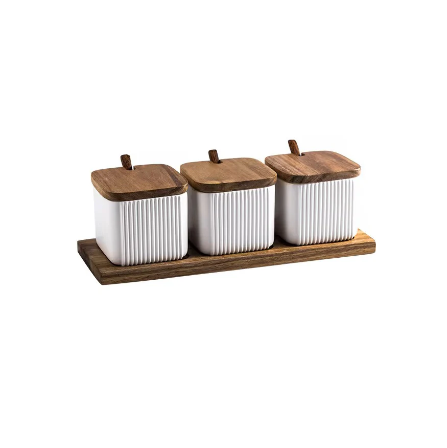 Ceramic Trio Condiment Set - White - Image 3