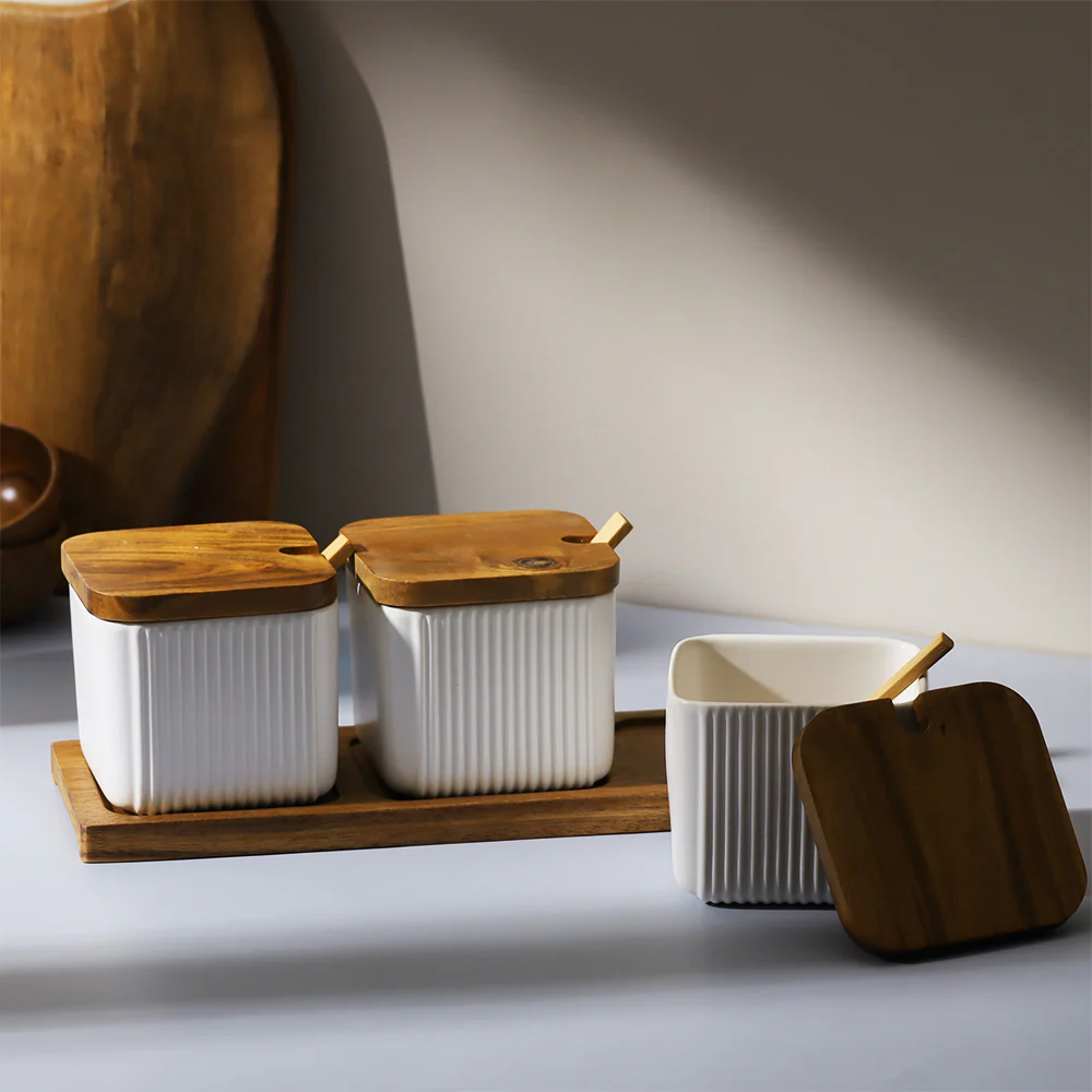 Ceramic Trio Condiment Set - White - Image 4