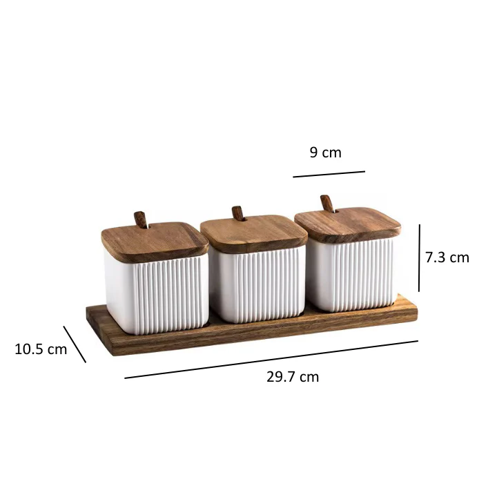 Ceramic Trio Condiment Set - White - Image 6