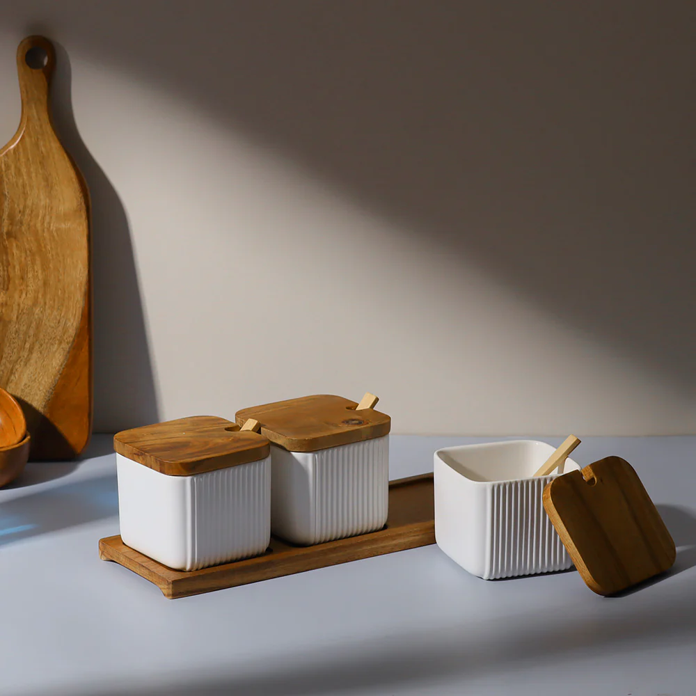 Ceramic Trio Condiment Set - White - Image 7