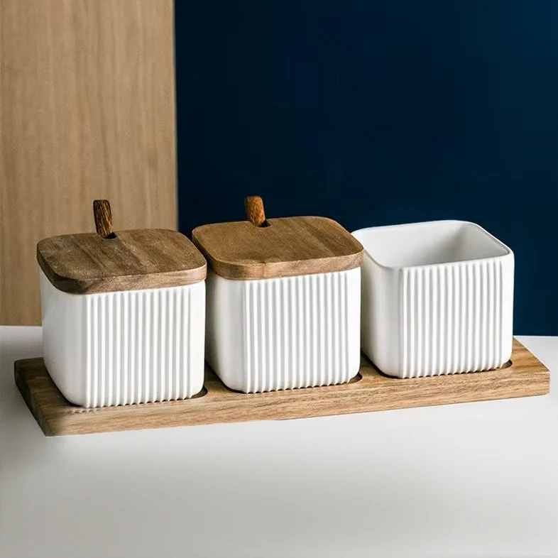 Ceramic Trio Condiment Set - White - Image 8