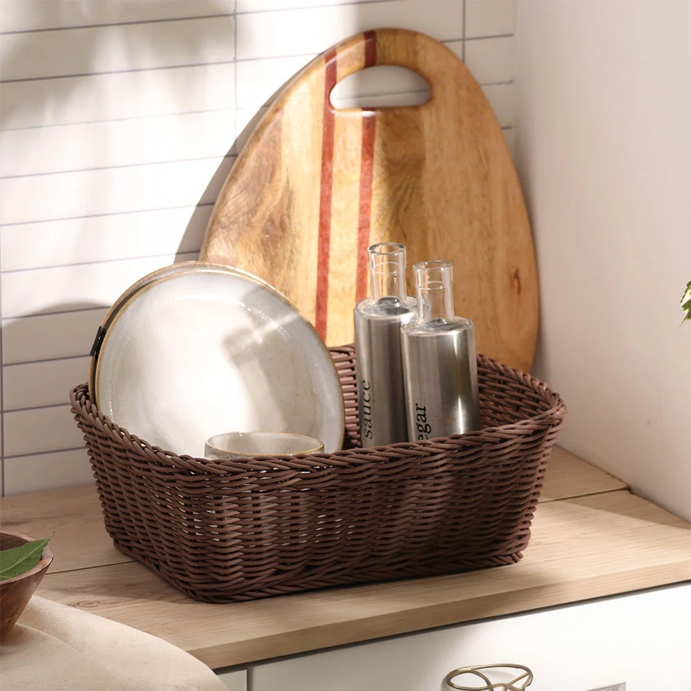 Cesta Rectangular Basket Large - Dark Brown - Image 3