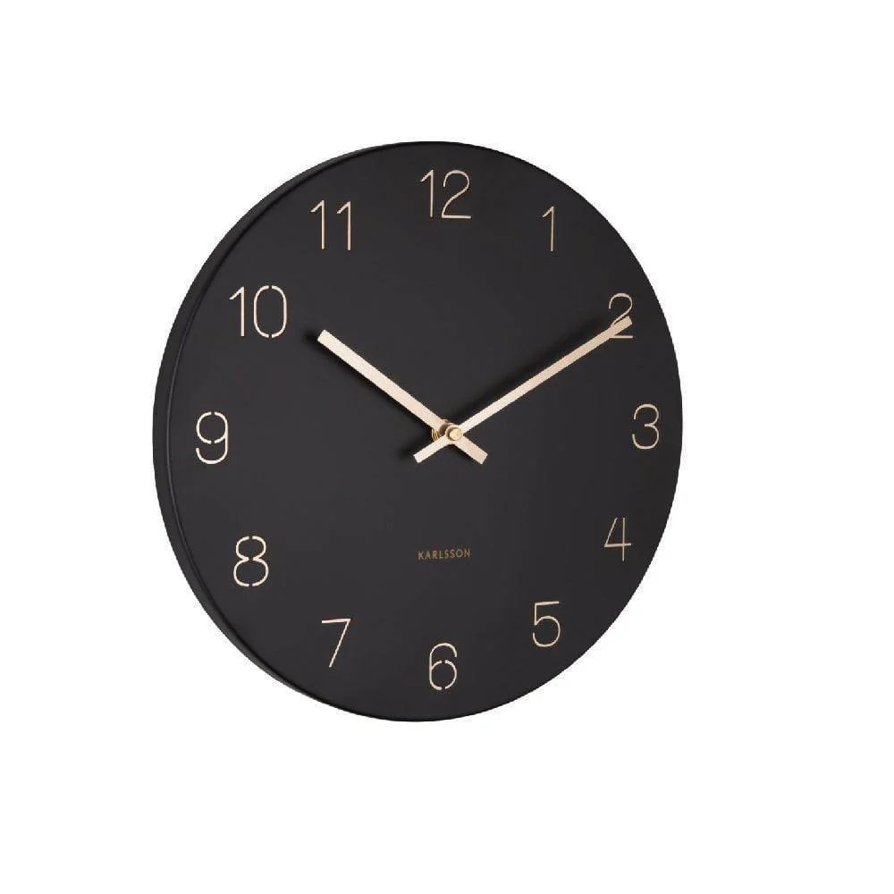 Charm Engraved Numbers Wall Clock 30cm - Black - Image 2