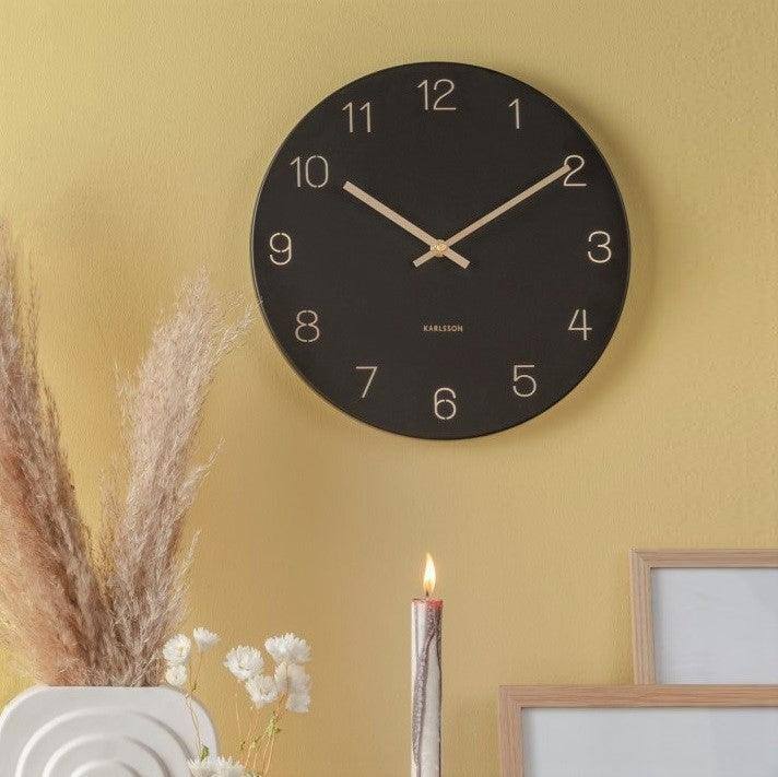 Charm Engraved Numbers Wall Clock 30cm - Black - Image 5