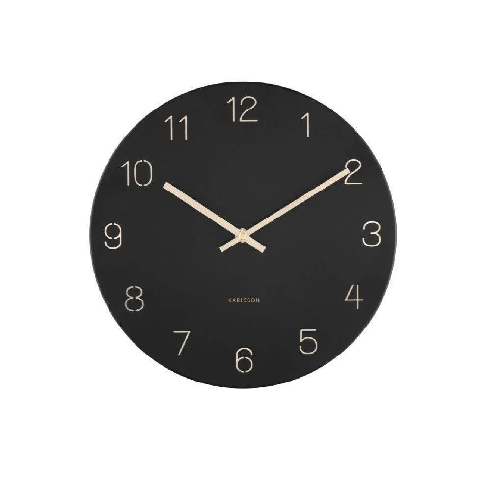 Charm Engraved Numbers Wall Clock 30cm - Black - Image 6