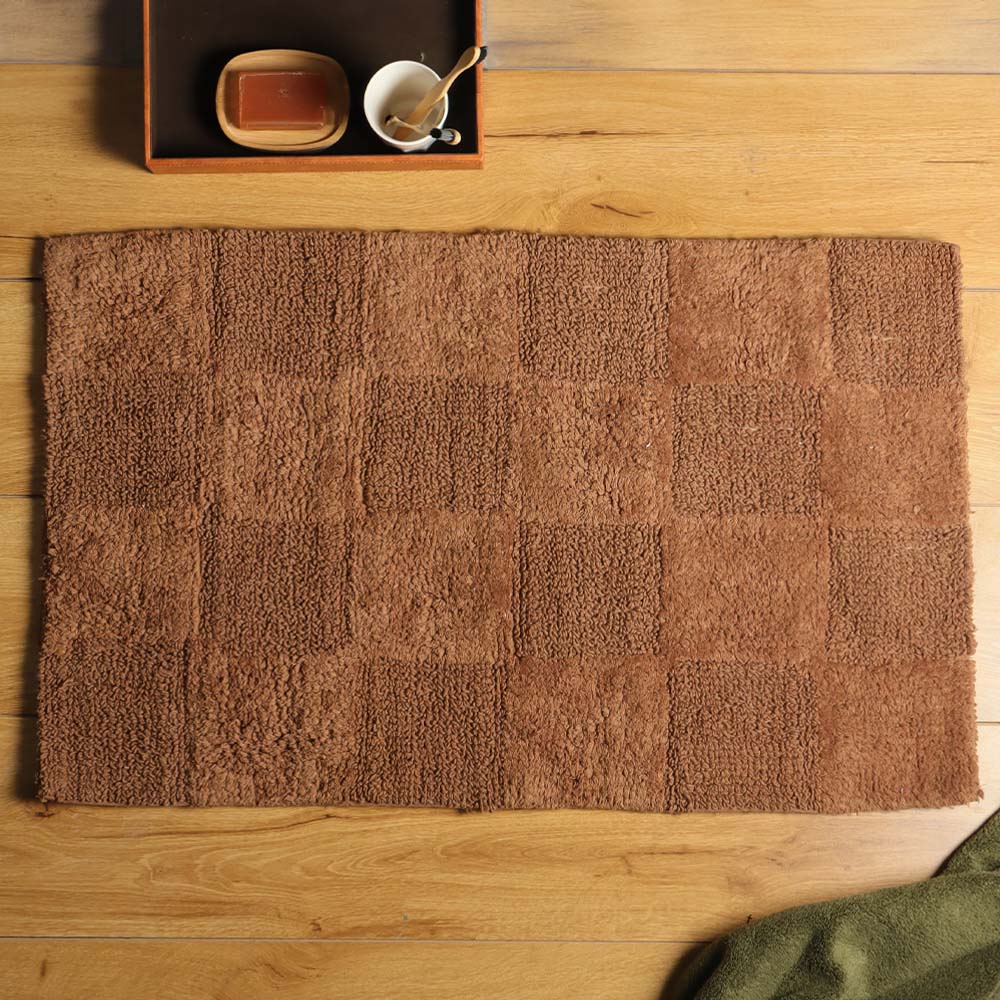 Checkered Reversible Tufted Bathmat - Walnut Brown - Image 5