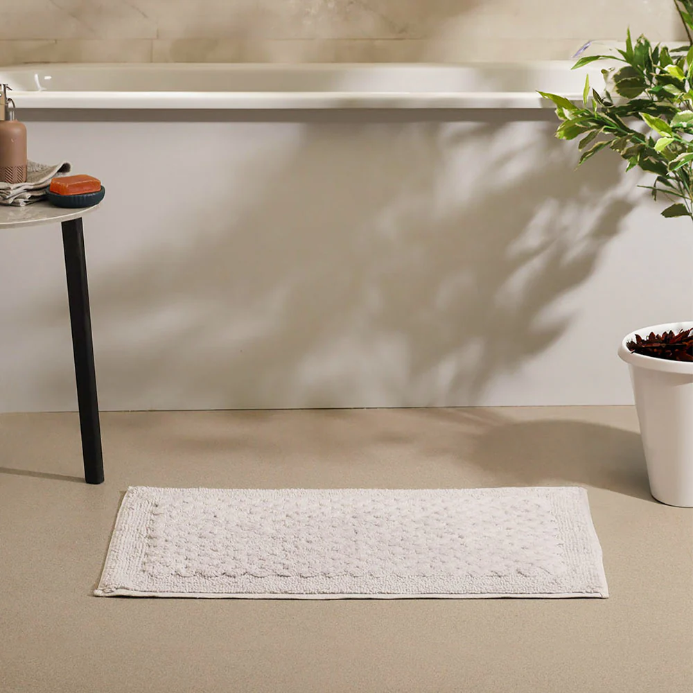 Checkered Tufted Bathmat - Light Grey - Image 3