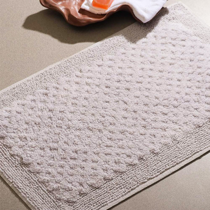 Checkered Tufted Bathmat - Light Grey - Image 4