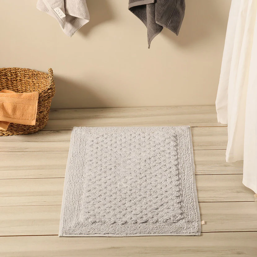 Checkered Tufted Bathmat - Light Grey - Image 6