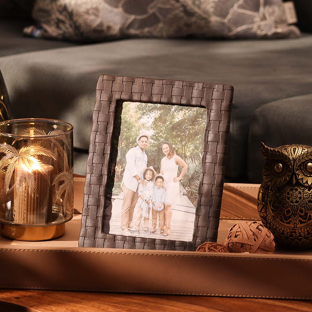 Checks Photo Frame Large - Bistre Brown - Image 2
