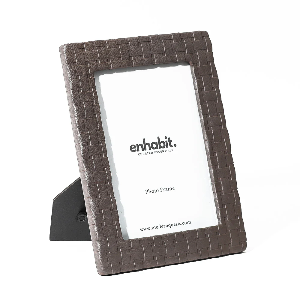 Checks Photo Frame Large - Bistre Brown - Image 3