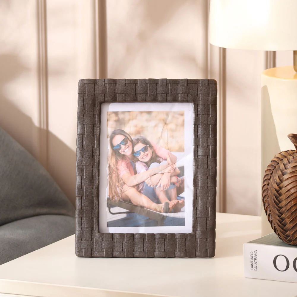 Checks Photo Frame Large - Bistre Brown - Image 6