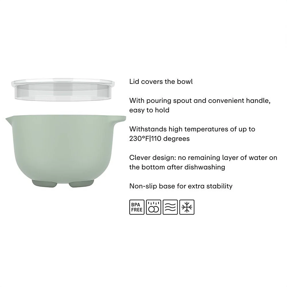 Chef It Mixing Bowl with Lid 1500ml - Nordic Sage - Image 4