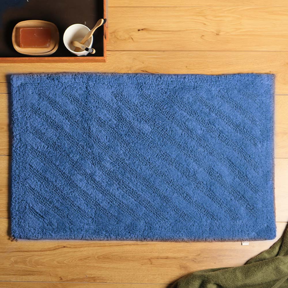 Chelsea Striped Reversible Tufted Bathmat - Azure Blue - Image 6