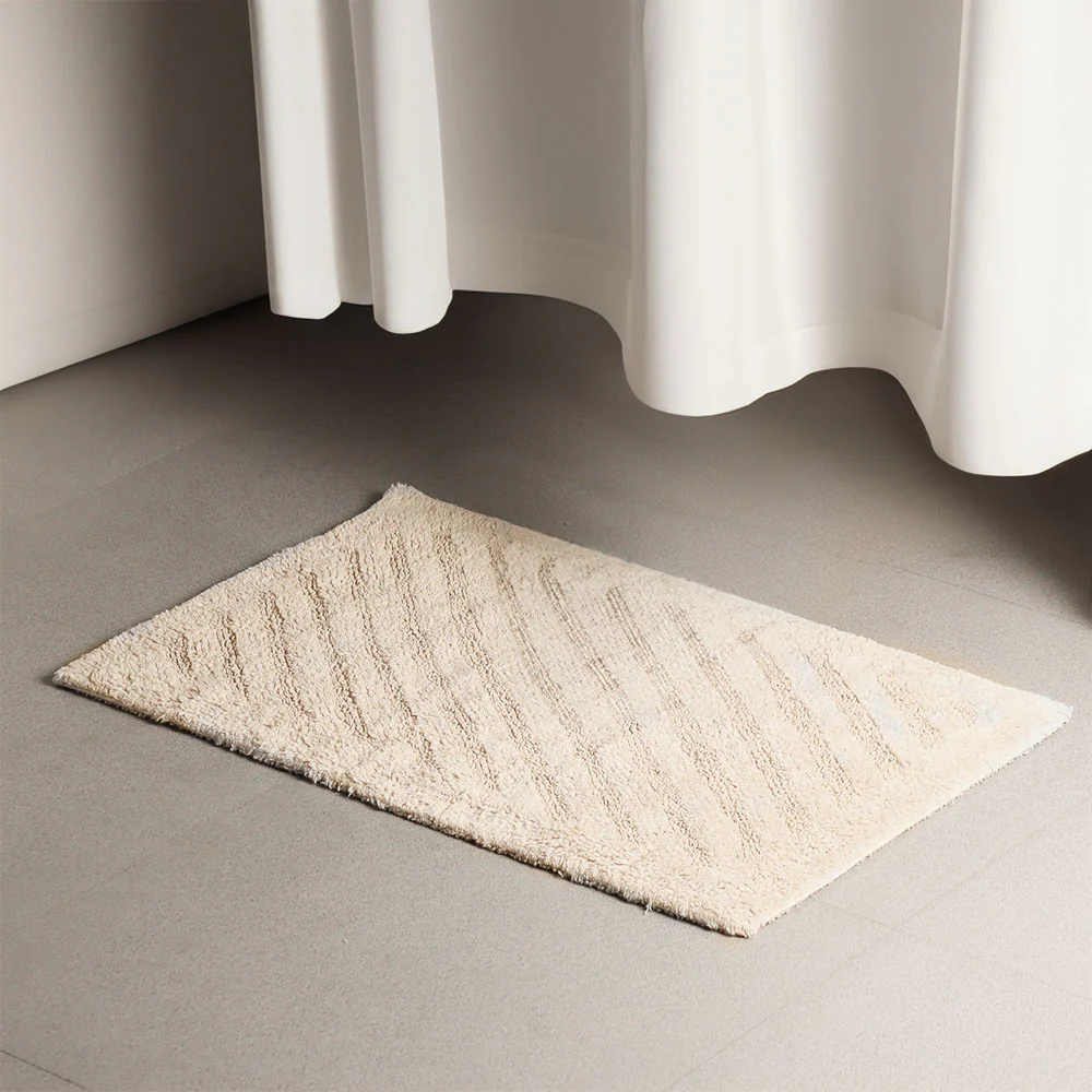Chelsea Striped Reversible Tufted Bathmat - Taupe