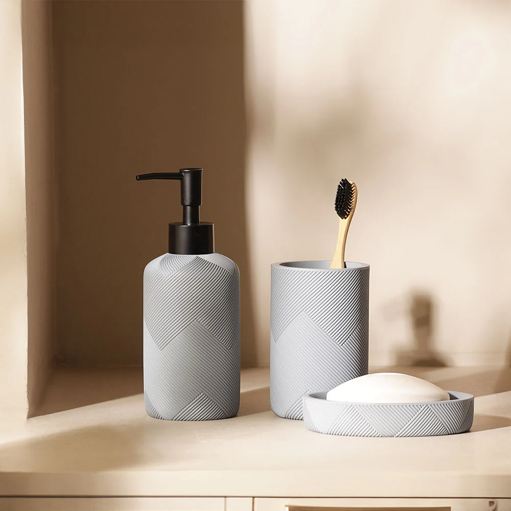 Chevron 3-piece Bathroom Set - Muted Blue - Image 4