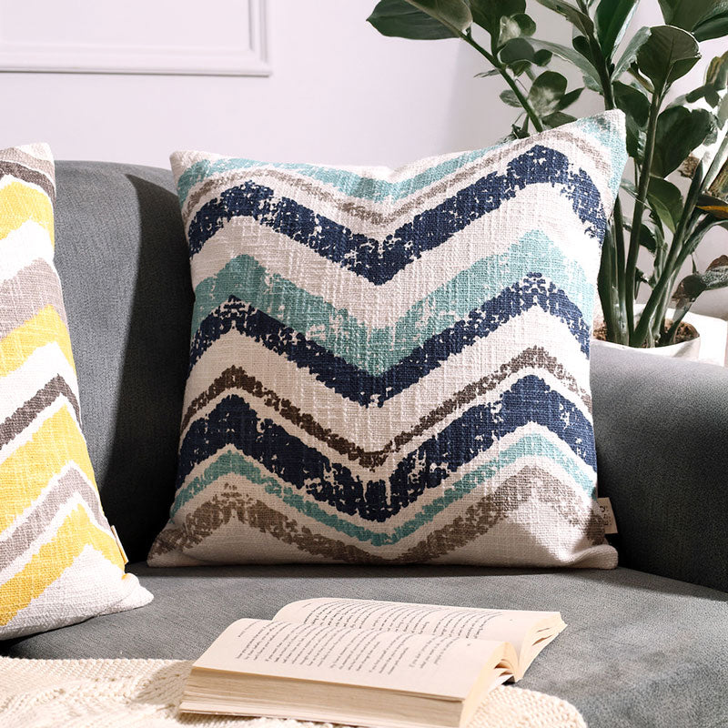 Chevron Printed Cushion Cover 45x45cm - Blue Hue - Image 2