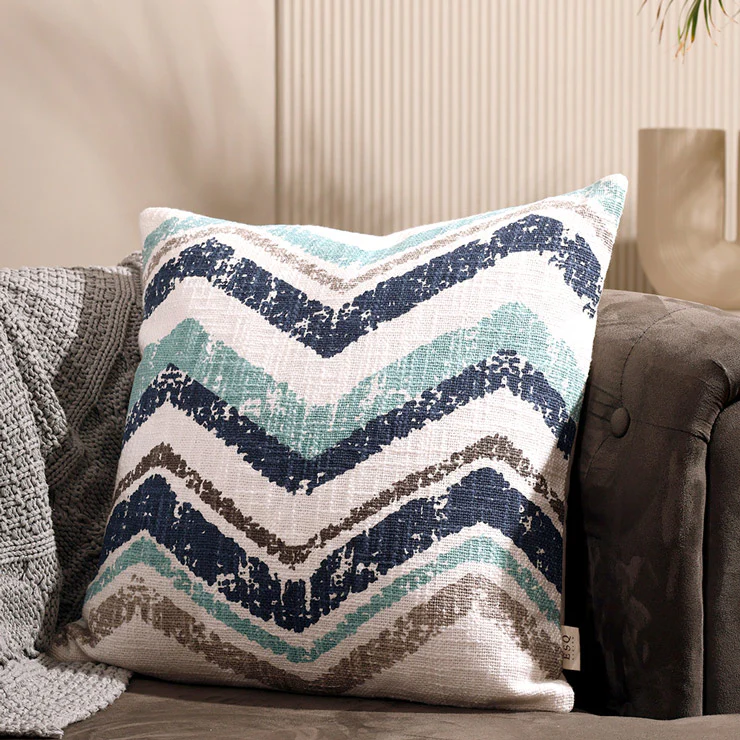 Chevron Printed Cushion Cover 45x45cm - Blue Hue - Image 3