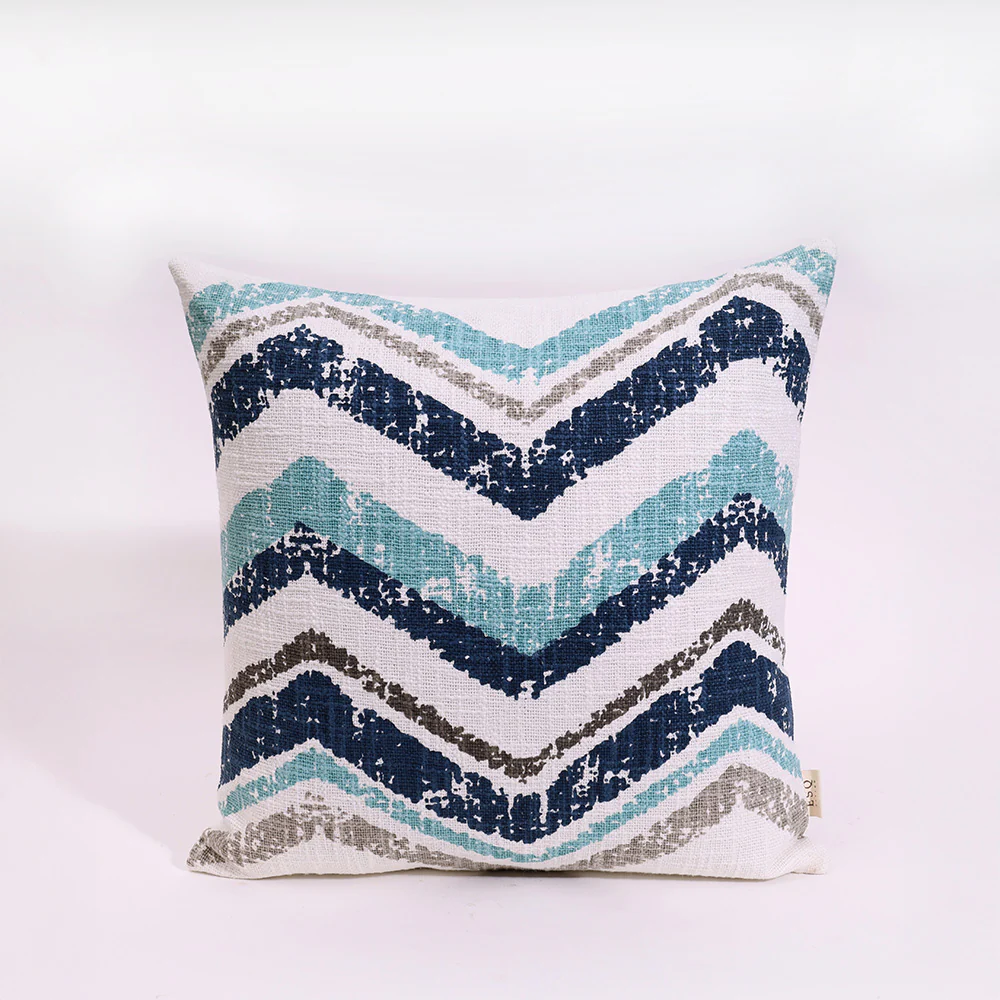 Chevron Printed Cushion Cover 45x45cm - Blue Hue - Image 5